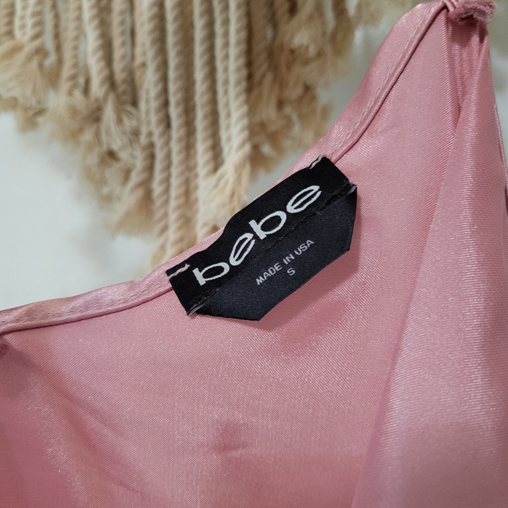 Bebe Pink Satin Cowl Neck Slip Dress - Picture 8 of 8